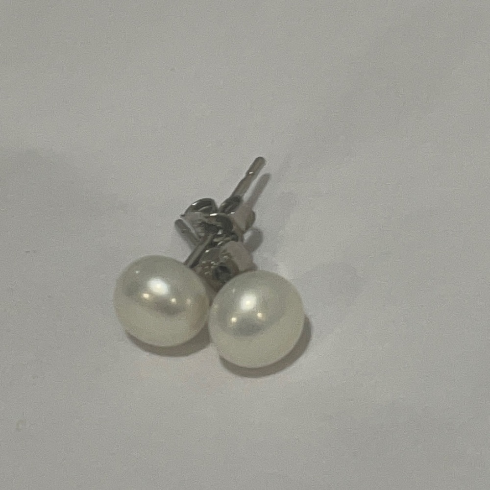 Sterling PEARL STUD EARRINGS .925 Silver Fine Jewelry small dainty